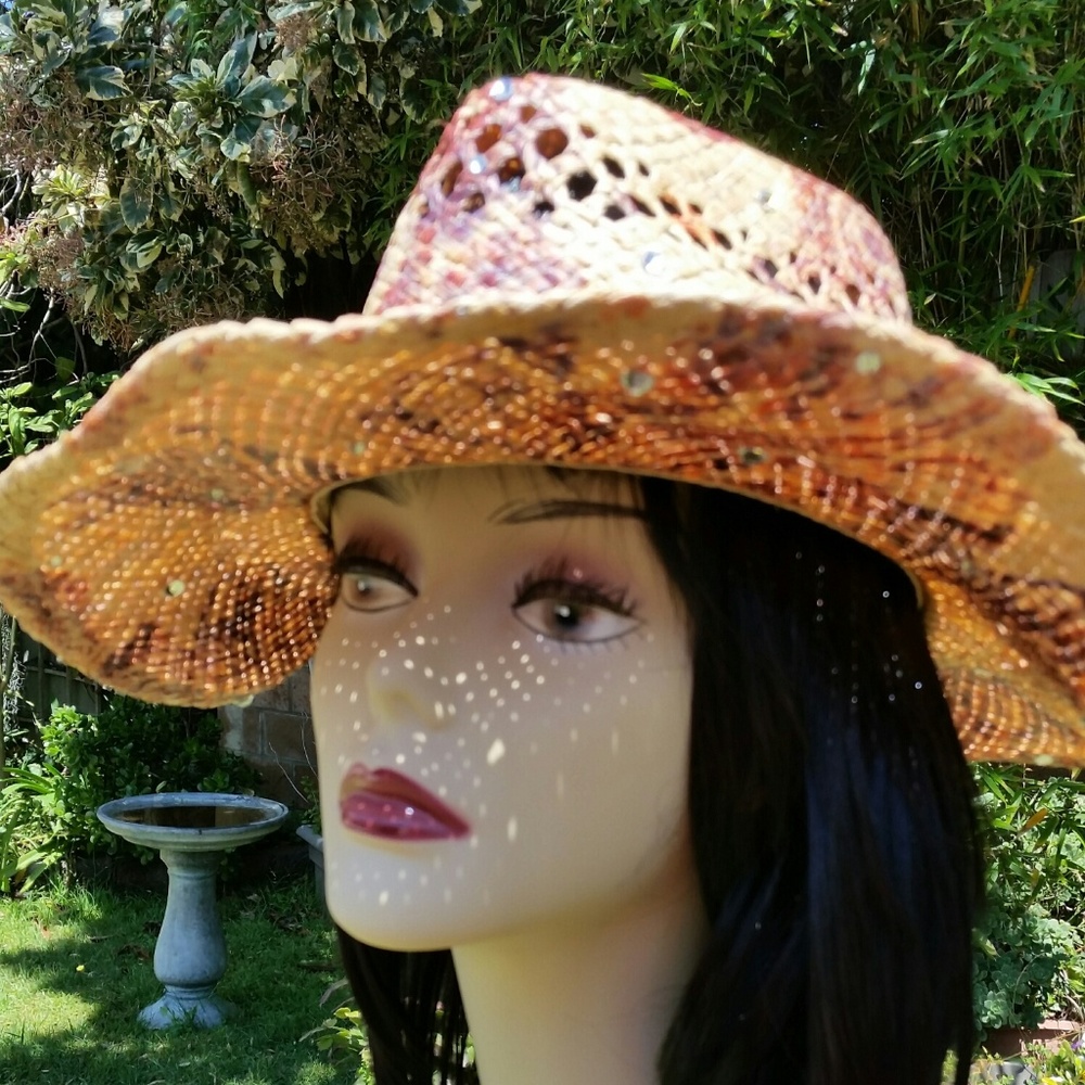 Bridal Hats-Vintage Swarovski Crystal Raffia Hat